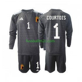 Fußballtrikots Belgien Courtois 1 Torwart Kinder Auswärts Trikotsatz 2022 Langarm